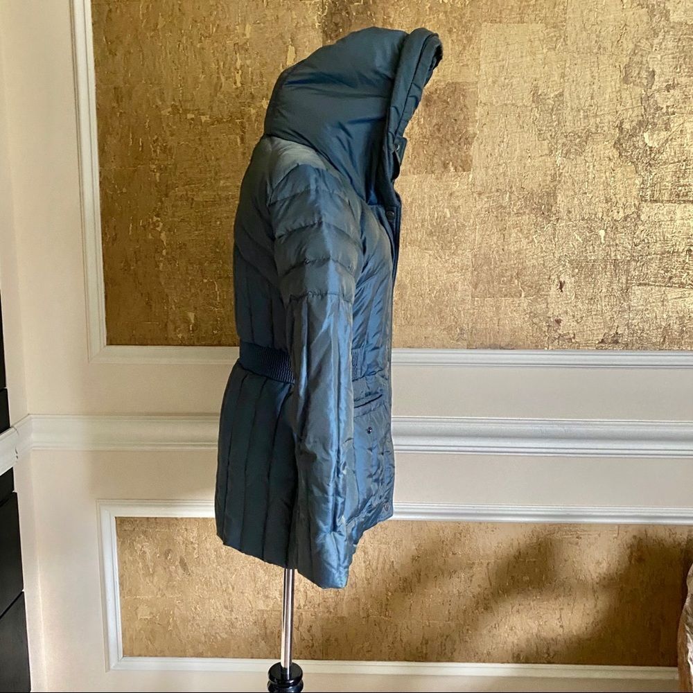 Miss Sixty metallic teal down parka hooded coat S - Picture 3 of 8